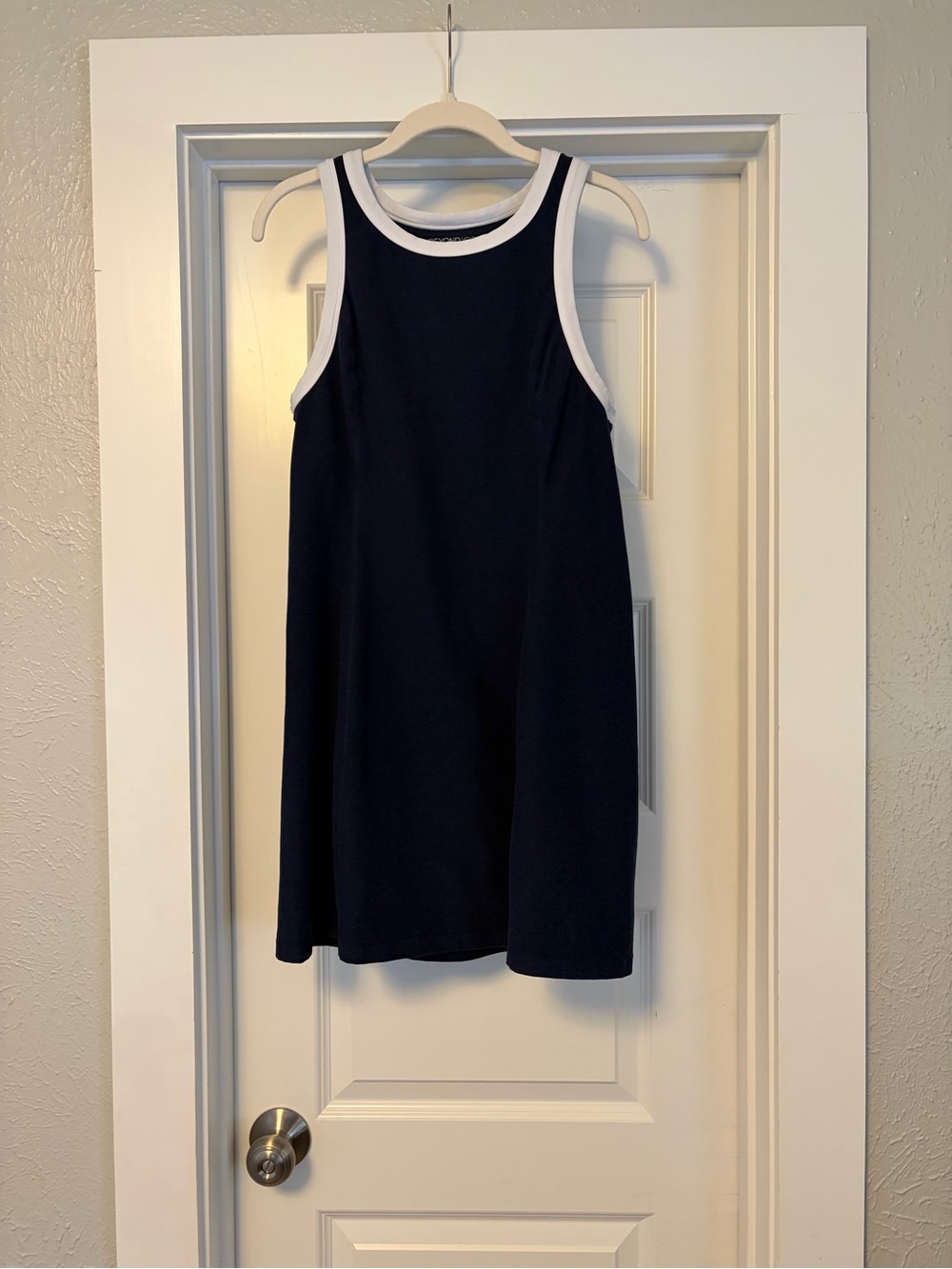 Beyond Yoga Navy Blue Mini Dress with White Trim